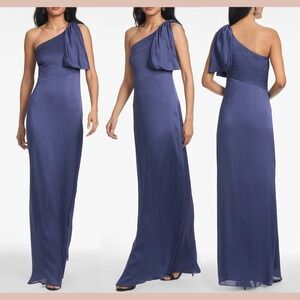 NEW Sachin &‎ Babi [ 18W ] Chelsea One Shoulder Crinkle Gown Deep Cobalt J1950